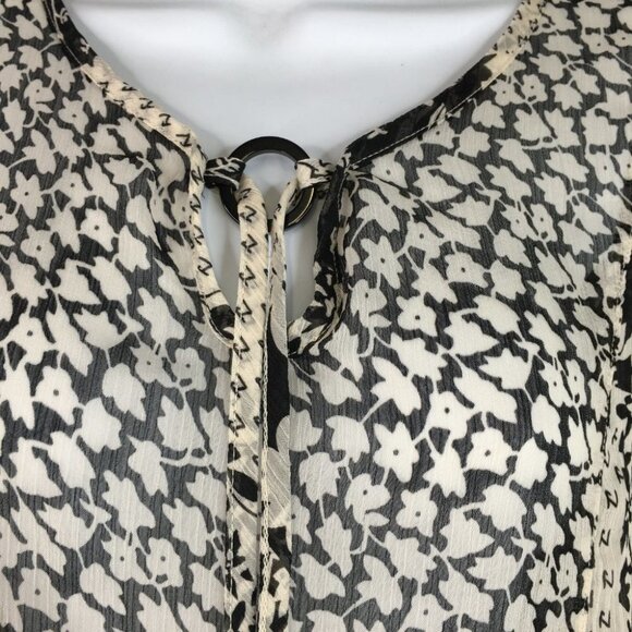 Susan Graver Sheer Tunic Blouse Long Sleeves Ruffled Size M - Picture 3 of 7